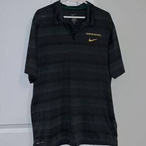 Nike Mens Oregon Ducks Dri fit golf polo short sleeve shirt XL Gray/Black Stripe
